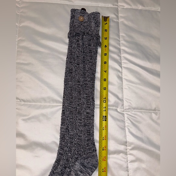 TipiToe Boot Knee High Socks - Blue & Gray with Buttons - NWT - Picture 2 of 3